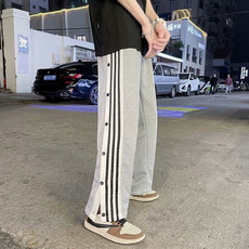 阔腿裤男士直筒侧排扣裤宽松篮球裤运动裤夏季裤子男潮流K410-p35，男装休闲裤，星座1008