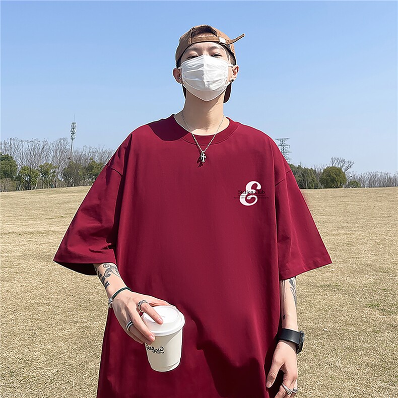 主推款T恤240克潮流美式宽松质感落肩纯棉印花短袖男T6358特P19,男装T恤,星座610B-1