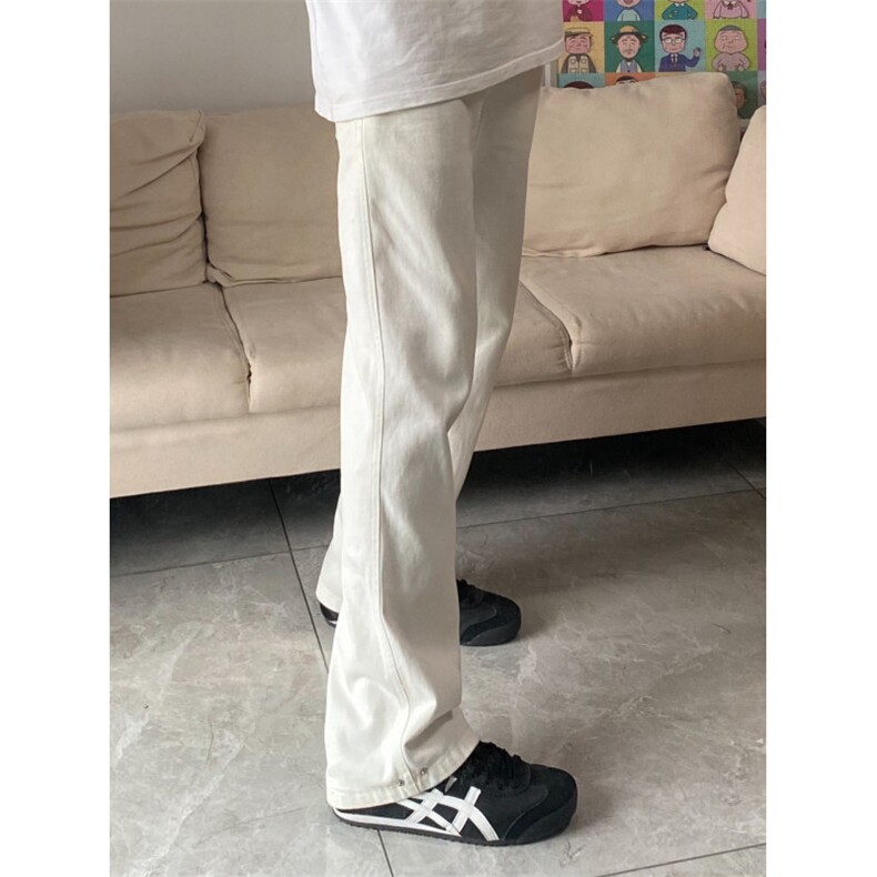 【有货】白色弯刀牛仔裤男美式vibe风裤子修身微喇裤807LL-特P35图片