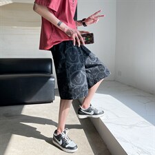 夏季裤子男宽松笑脸涂鸦休闲裤 A125-DK15-P38图片