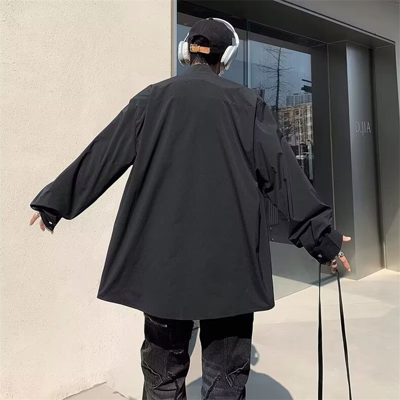小众设计感衬衫男宽松韩版春秋季休闲百搭雅痞白衬衣长袖TS35-P40,男装衬衫,星座1008