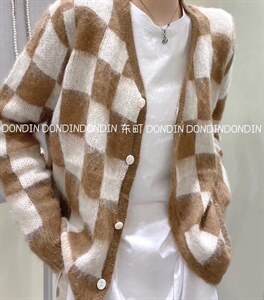 现货 抓毛棋盘格开衫,其它,东町