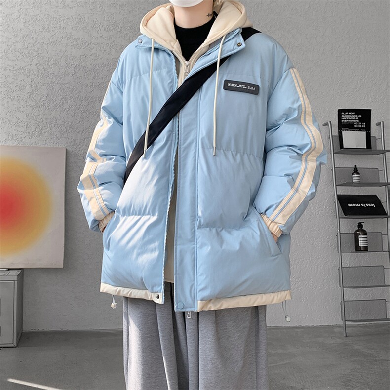 棉服男冬季新款港风宽松假两件连帽棉衣MF8587-特P78，男装棉衣，星座214-3