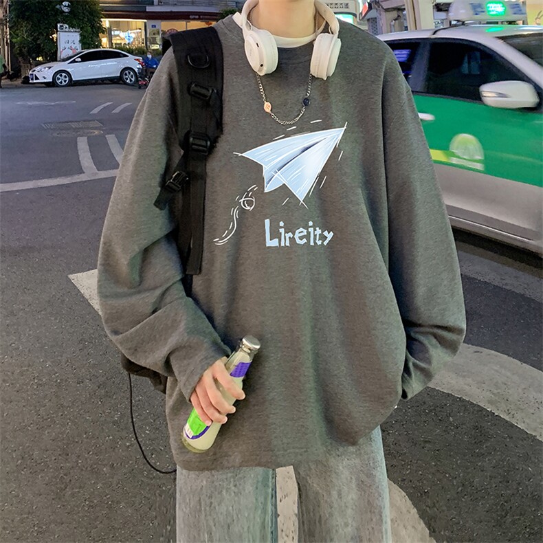 抖音供货、秋季现货舒适棉宽松重磅长袖T恤D223A-CT2328-特P28,男装T恤,电商019-1