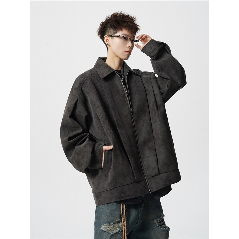 JK2564-特P85控15845%pu55涤纶设计外套男流拉链皮夹克男,男装夹克,电商B370