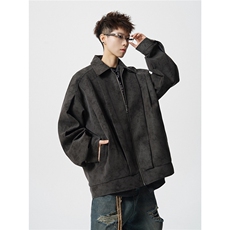 JK2564-特P85控15845%pu55涤纶设计外套男流拉链皮夹克男，男装夹克，电商B370