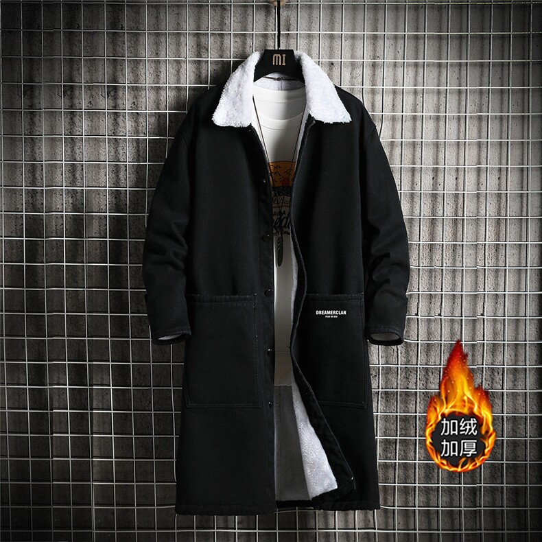 FY5024J-P98M-5XL控138加绒羊羔绒网格长款牛仔风衣大码网格，男装风衣，星座103A