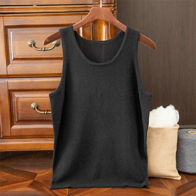 2024秋季新款羊绒圆领无袖男士背心马甲，男装羊绒背心，米亚康羊绒