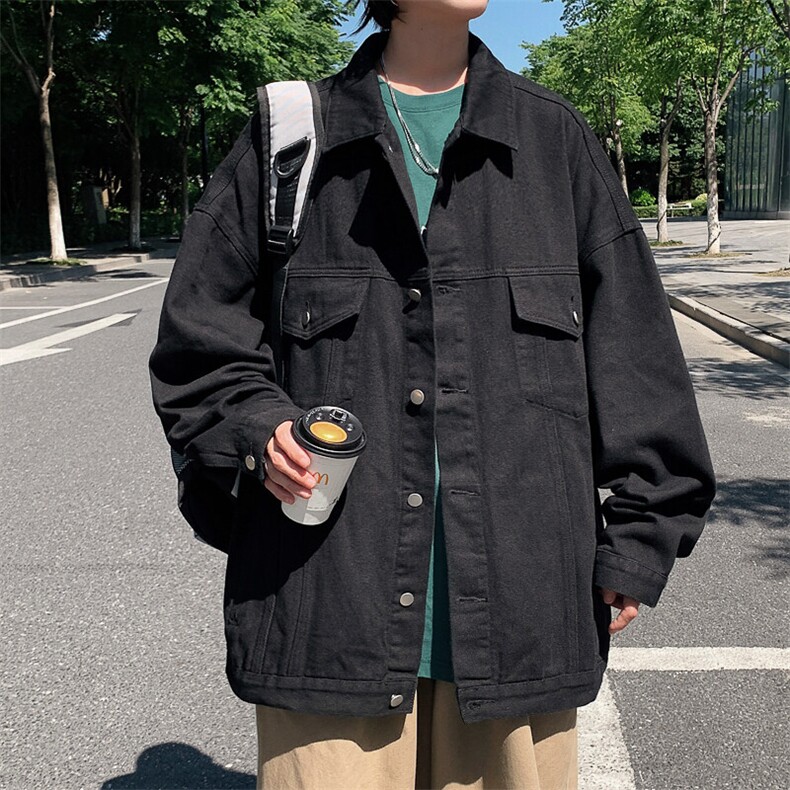 港风宽松牛仔外套男春2025新时尚洋气烫钻中长款设潮流JK849-P70,男装夹克,星座1103-3