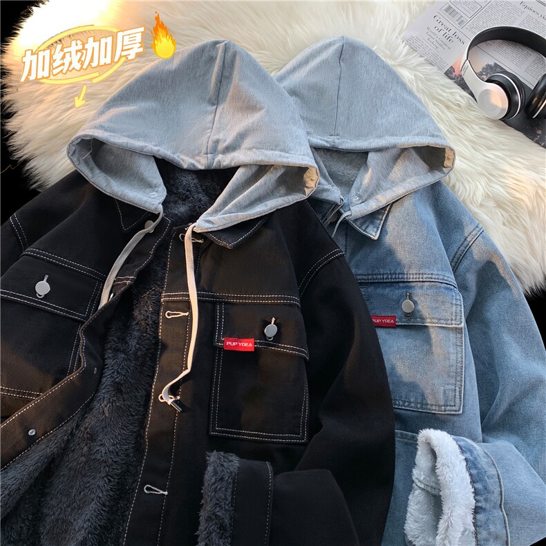 JK3029J-P95-限价138M-5XL羊羔绒加绒牛仔夹克外套连帽棉服大码,男装夹克,星座116