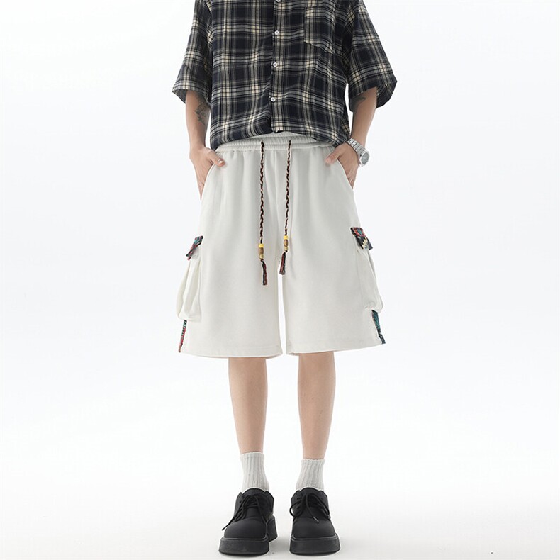 8XL-M民族风拼接工装短裤男夏季新款风中式五分裤子DK26003p45,男装休闲裤,电商B312