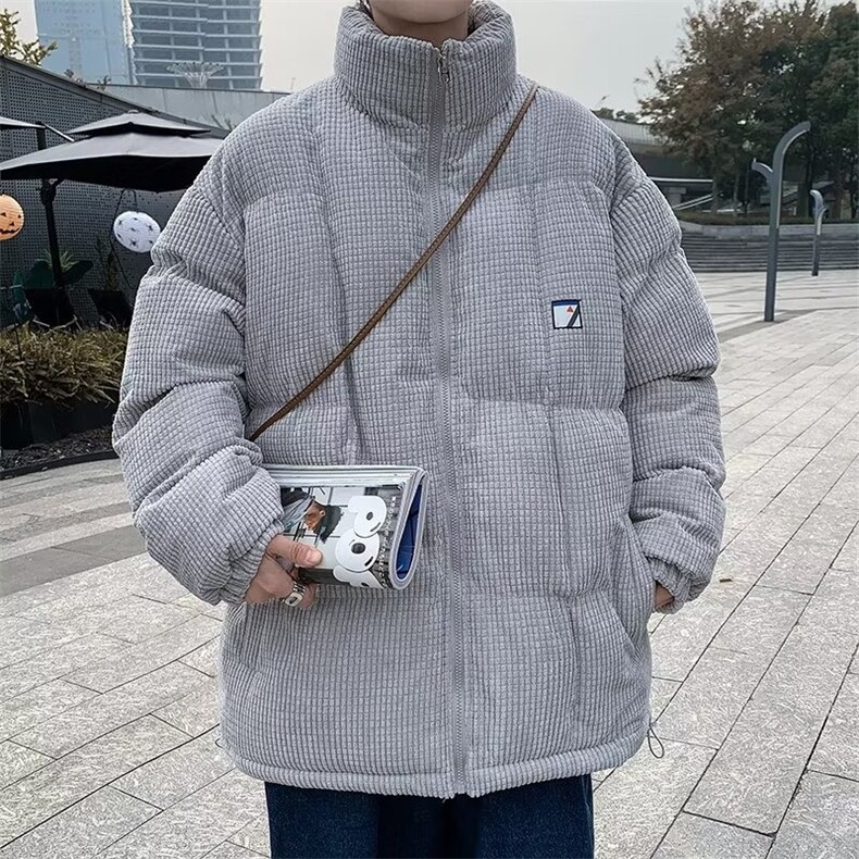 灯芯绒羽绒棉服女韩版学院风短款宽松ins棉袄面包服立领保暖外套图片
