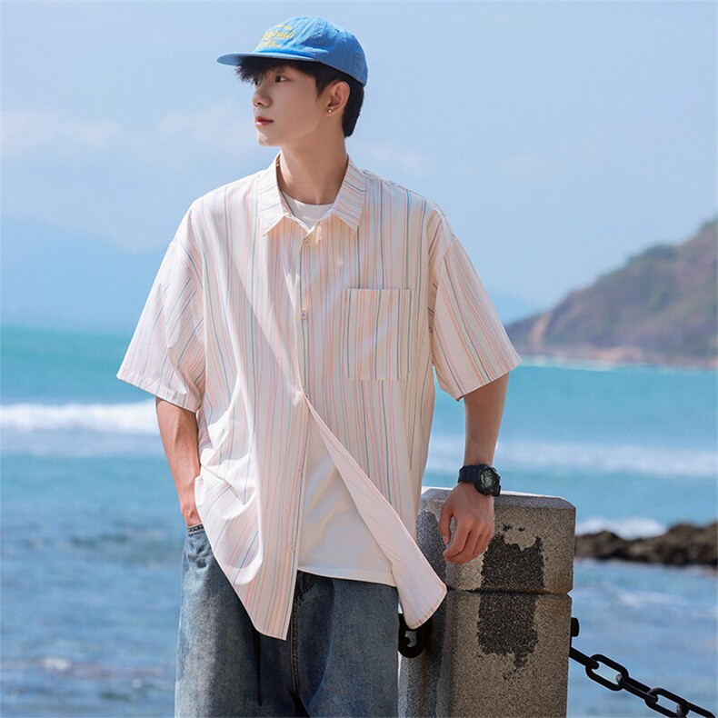 特P30无差价新款夏季时尚百搭衬衫-HC2213日系相机风,男装衬衫,电商A003