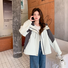 档口现货2026新款春秋女装休闲学生撞色风衣外套362-p135-k198，女装短外套，2C266