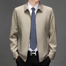 新款夹克男外套2023新款翻领商务性的休闲上衣春季中年父亲爸爸装，男装夹克，电商B212（原钱塘6029）