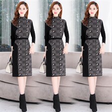 2021秋季新款时尚气质有女人味的毛衣连衣裙，女装连衣裙，金典明美