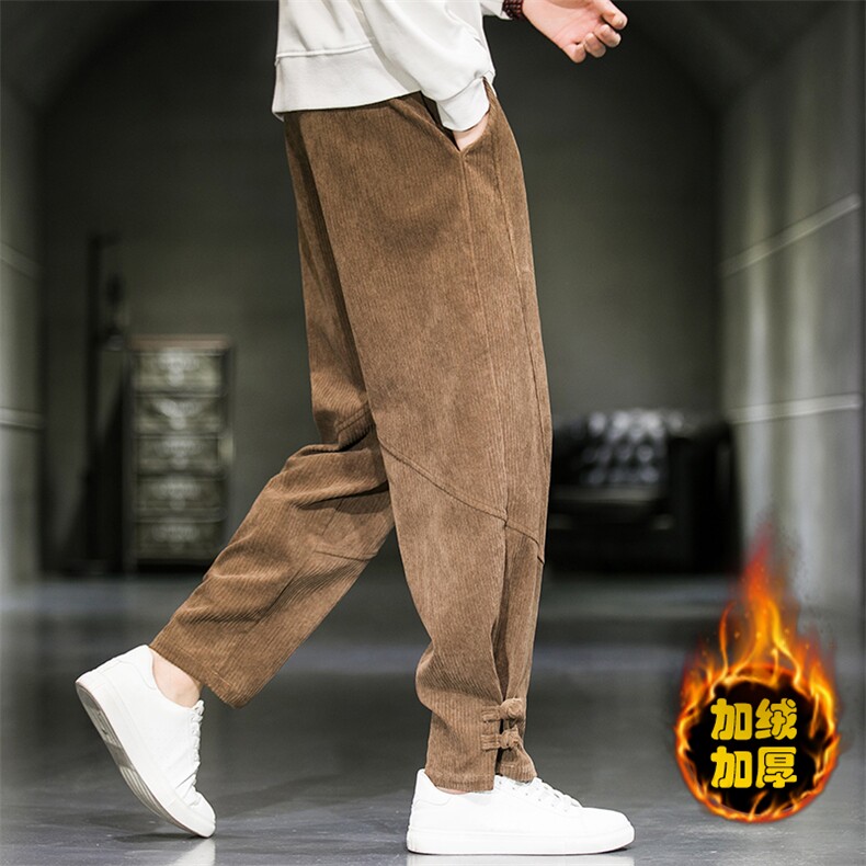 2025冬季新款风加绒加厚解构盘扣小脚宽松休闲裤咖K106-P60，男装卫衣，电商B277(原6028)