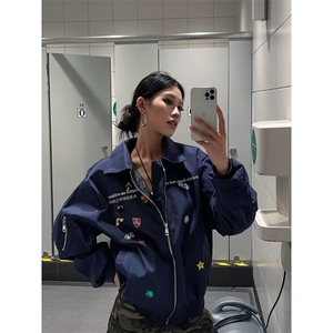 男士外套2026新款秋装小众设计感花卉印花翻领美式夹克ins图片