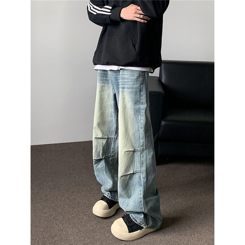 秋冬季美式高街牛仔裤男潮牌个性显高设计感休闲裤G6059/P55,男装休闲裤,电商D202-1