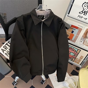 男士商务休闲纯色简约翻领宽松休闲夹克外套男潮2091P68