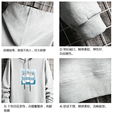 WY2148-P40纯棉连帽卫衣男大码运动帽衫宽松薄外套网格挂拍，男装卫衣，电商A040A