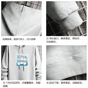 WY2148-P40 纯棉连帽卫衣男大码运动帽衫宽松薄外套 网格挂拍图片