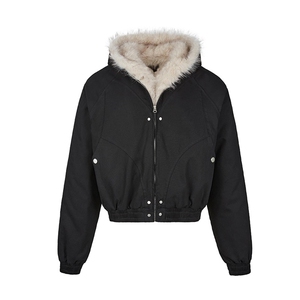 潮座山雕毛绒连帽棉服冬季美式加厚棉衣JF527-P92图片