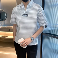 夏季冰丝短袖衬衫男高级感男装上衣薄款潮流半袖衬衣帅CS0558-P35，男装衬衫，星座308B-2