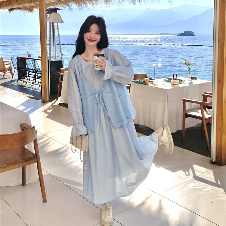 2026新款春装两件套法式沙滩仙女连衣裙2D045-P165-K268,女装连衣裙,2D045