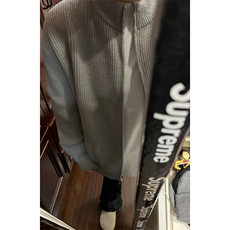 灰色开衫毛衣双开拉链开衫薄款针织衫纯色外套1213-M2425-P55，男装针织衫/毛衣，星座1213