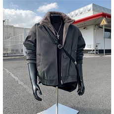 假模原品质两面穿水洗鱼骨纹牛津帆布银蓝狐座山雕外套S530特118，女装短外套，电商A233-1
