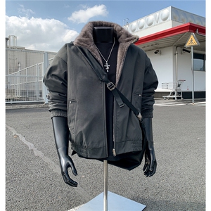 假模原品质两面穿水洗鱼骨纹牛津帆布银蓝狐座山雕外套S530特118图片