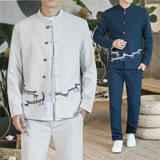 秋冬季风中山装秋装02套装男士唐装两件套A334-TZ706-P100，男装民族服装，电商B339(原A334）