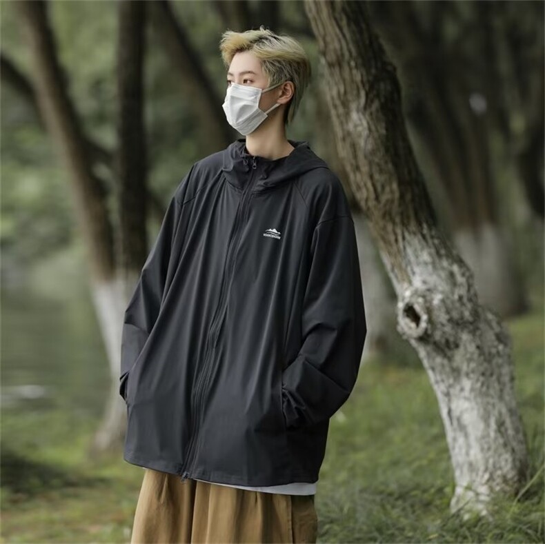 冰丝防晒衣夏季薄款连帽皮肤衣服潮牌日系户外防紫外线外套男,男装防晒衣,星座716-2