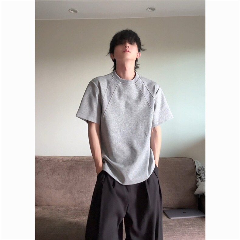 [网图]2026夏季拼接短袖T恤美式正肩男女X64112-TP14不,男装T恤,电商A102