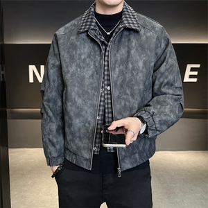 标50白鸭绒宽松版假两件皮羽绒服男外套B317-Y868-P248图片