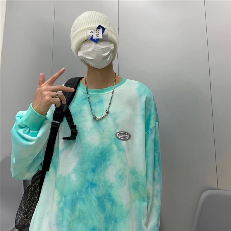扎染卫衣男潮ins港风潮流圆领W646P23,男装卫衣,星座1116-2