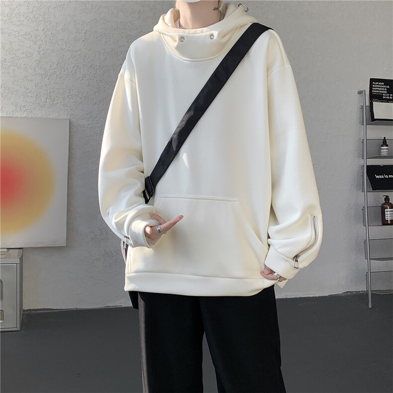 仓库现货 WY10168-特批48 控88半高领小众酷帅拉链男大码华棉卫衣图片