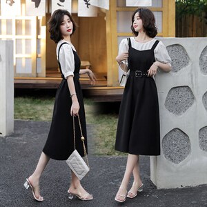 带腰带#精品做工,小蛮腰2021年夏季甜美清新两件套气质优雅显瘦简约时尚