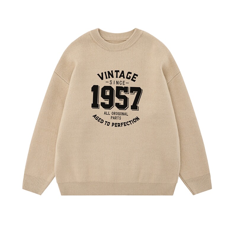 白底新款秋季时尚百搭宽松字母印花潮流毛衣M1064特批P45控68,男装针织衫/毛衣,电商A247-1