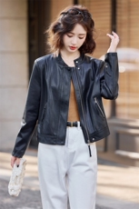 海宁真皮皮衣女短款2026秋新款洋气时尚立领高端绵羊皮皮夹克外套，女装皮衣，魅衣本色
