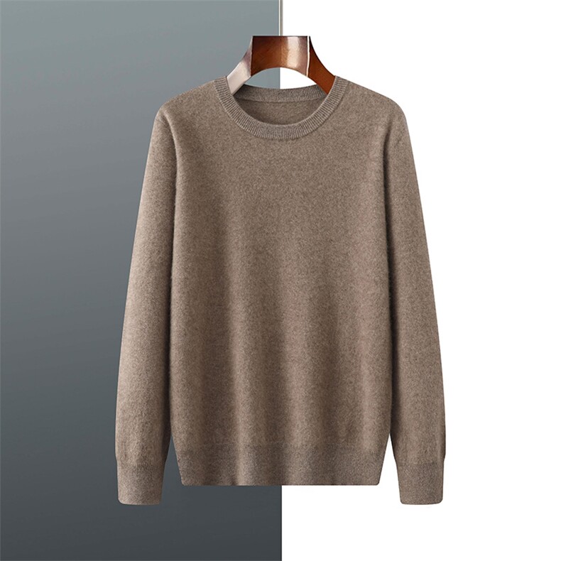 2025年秋季长袖青春流行长袖圆领时尚百搭通勤简约休闲，男装羊绒套衫，羿纯羊绒