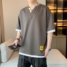 冰氧仿棉短袖店主风夏季T恤休闲百搭假两件男上衣TC3153-P28控48，男装T恤，星座717