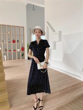 【现货】夏季新款碎花修身显瘦香云纱连衣裙，女装连衣裙，名怡