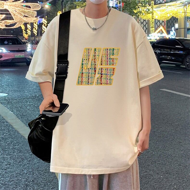 T767纯棉宽松短袖t恤男夏季新款透气休闲圆领体恤衫oversize半袖,男装T恤,星座304A-1