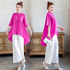 时尚气质百搭优雅2021年夏季宽松阔腿裤两件套，女装套装/套裙，众宇琦