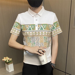 PL014-特P35控55社会小伙翻领Polo衫男士短袖t恤男潮牌潮流休闲半图片