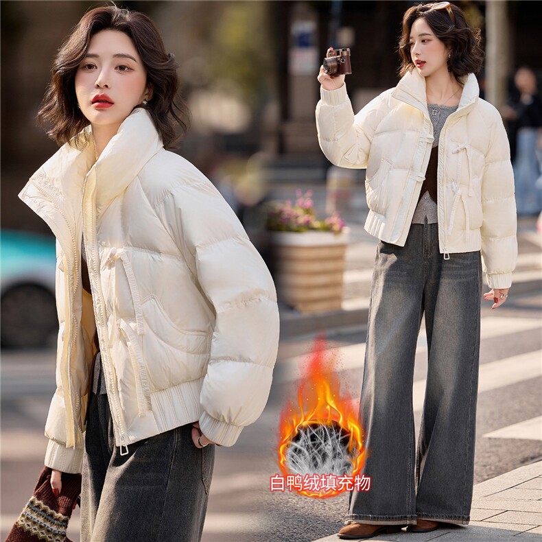 2025年冬季保暖休闲风无帽羽绒厚款,女装羽绒服,红依一坊