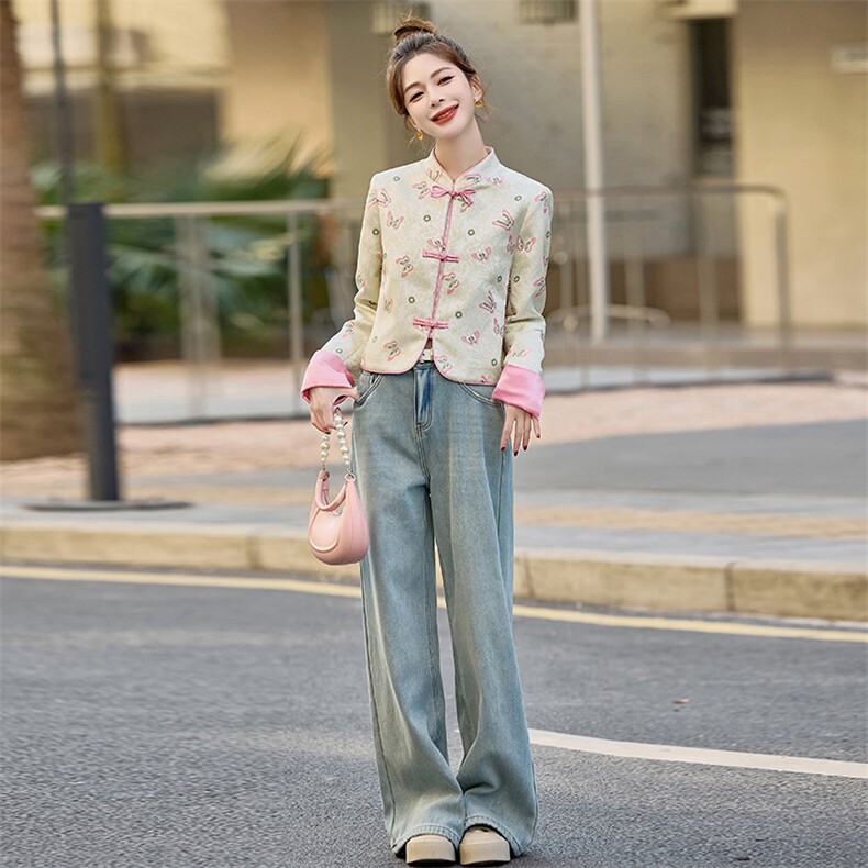 新中式重工刺绣宋锦外套女2025春装新款国风年轻款洋气显瘦上衣,女装短外套,水衣源