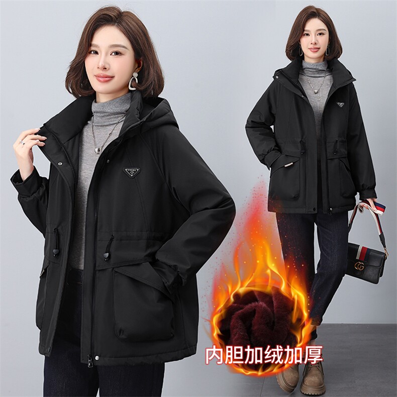 2024年冬季新款时尚休闲加绒加厚派克服,女装派克服,依恋蒂丝